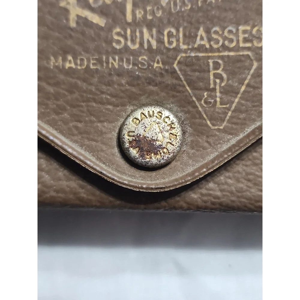 VTG Ray-Ban Bausch and Lomb Sunglasses Clip On Leather Case Brown Soft Suede